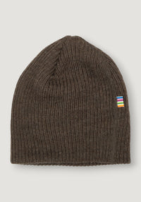 Căciulă dublată din lână merinos - Rib Dark Brown 52 cm