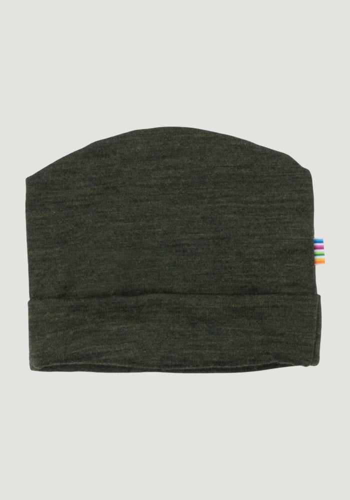 Căciulă dublată din lână merinos - Single Wool Melange Moss Green