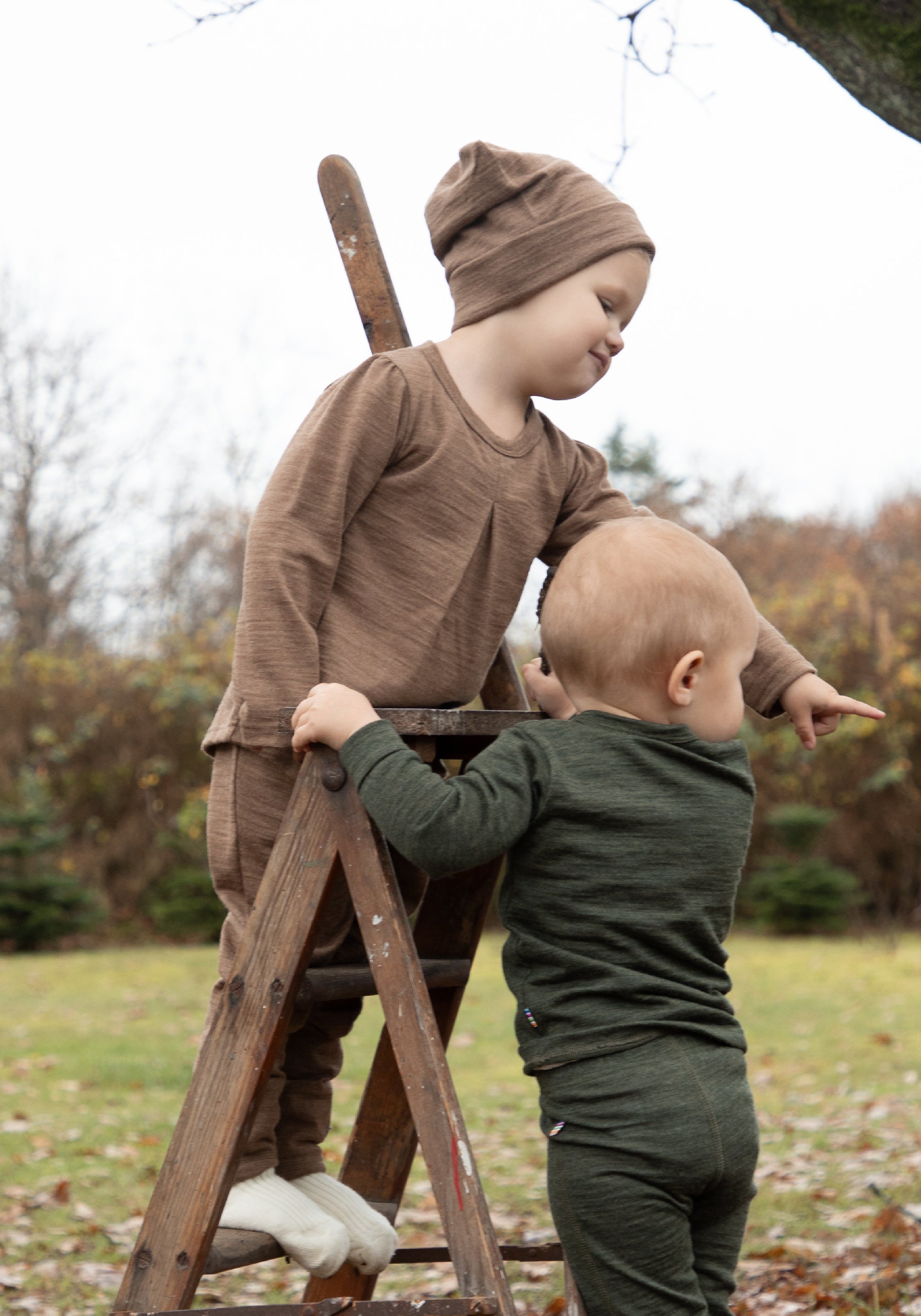 Bluză lână merinos - Single Wool Melange Warm Brown