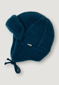 Căciulă dublată fleece din lână merinos - Dark Turquoise 37 cm