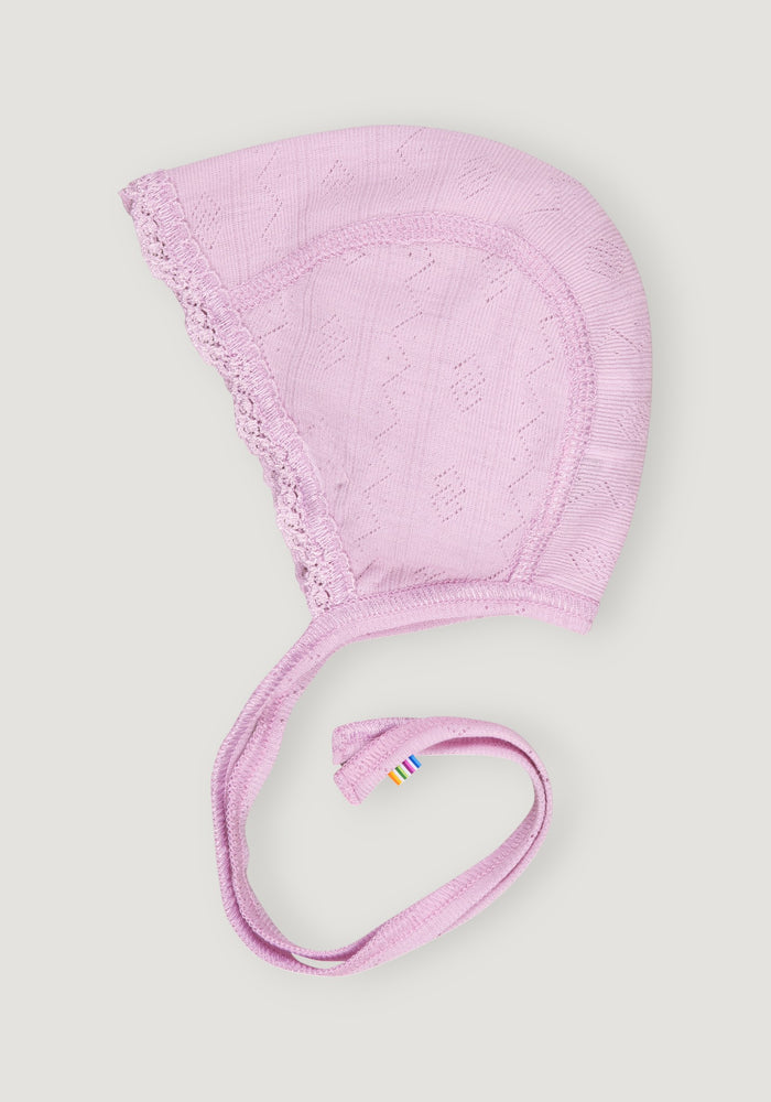 Căciulă Eyelet din lână merinos și mătase - Basic Pink