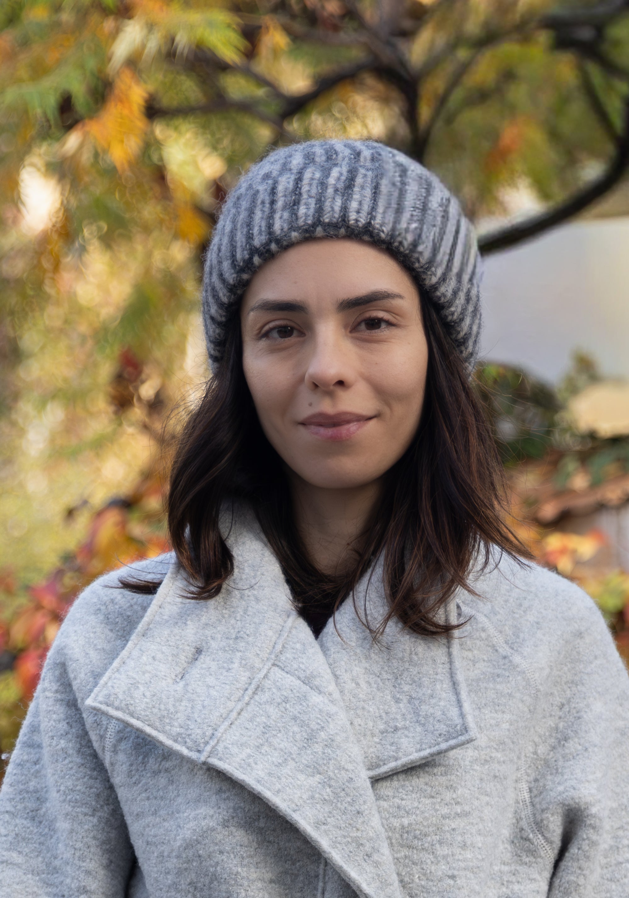 Căciulă femei din alpaca și bumbac Pima - Ilona Grey/Anthracite