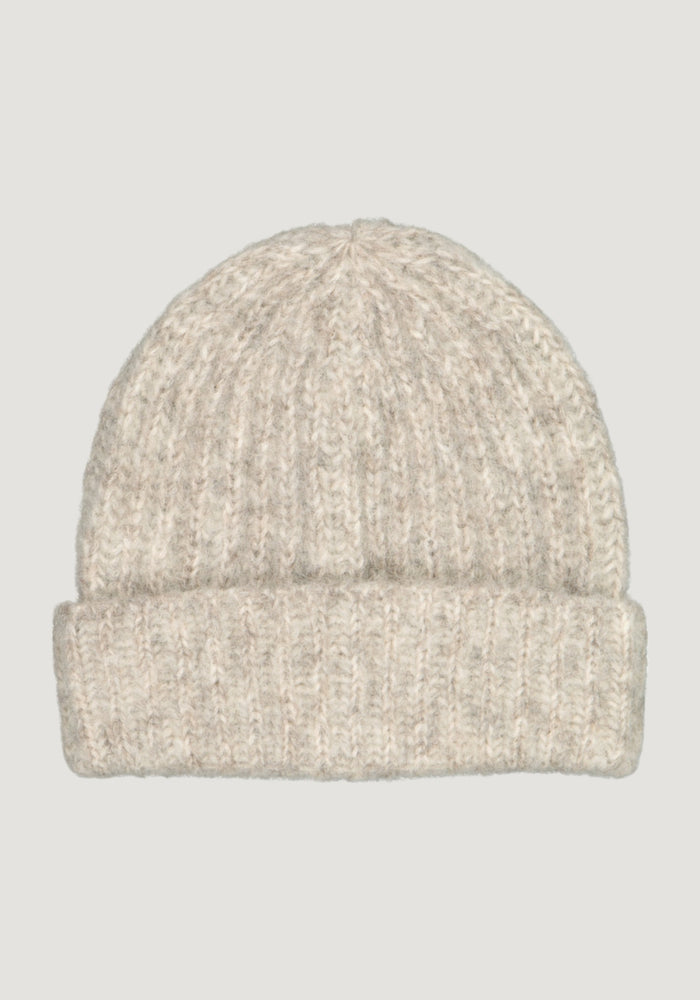 Căciulă femei din alpaca și bumbac Pima - Ilona White/Grey