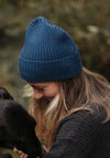 Căciulă femei din lână merinos - Rib Knit Pond Blue FUB Woman HipHip.ro