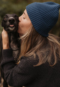 Căciulă femei din lână merinos - Rib Knit Pond Blue FUB Woman HipHip.ro