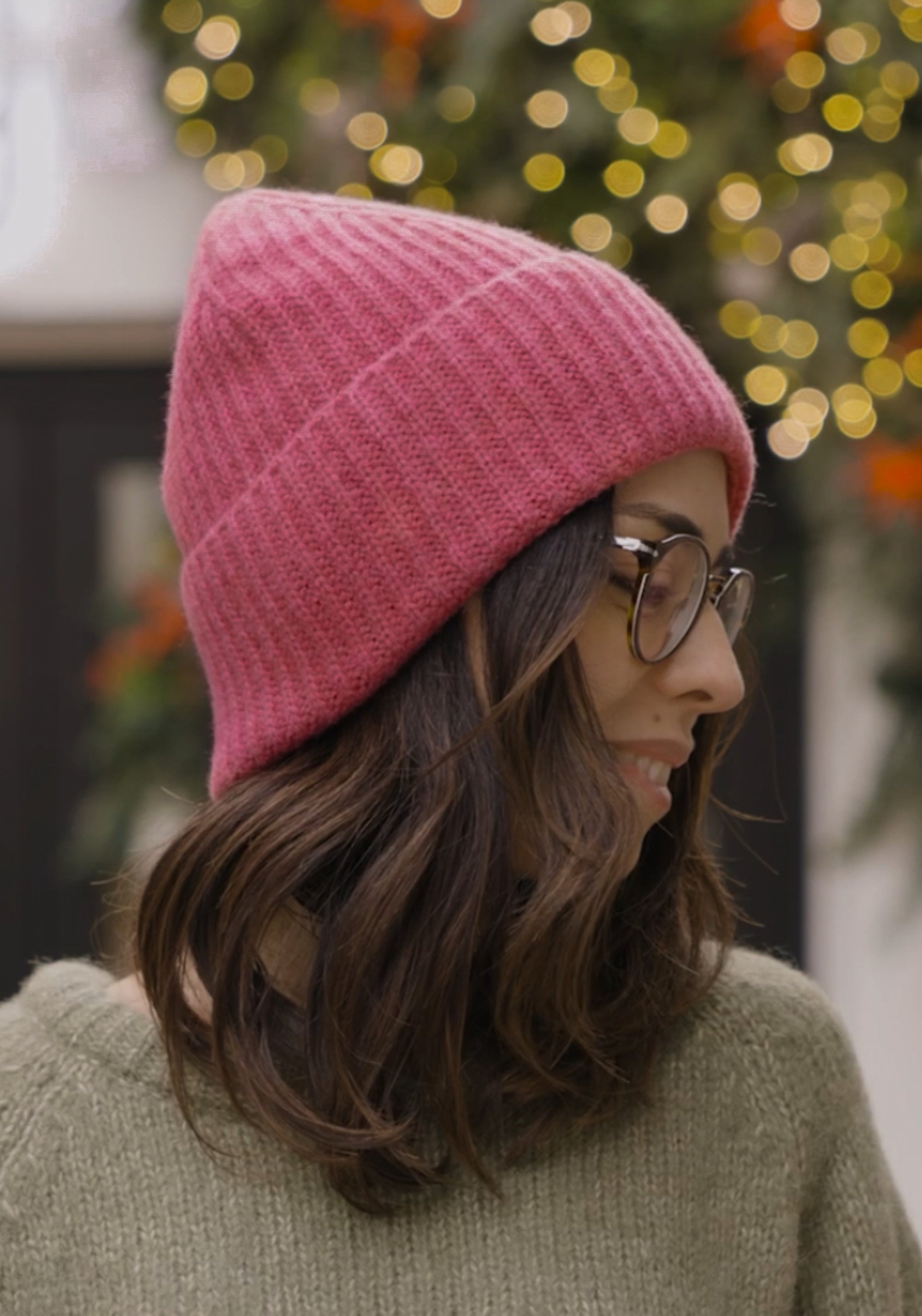 Căciulă femei din lână și cașmir - Dusty Pink