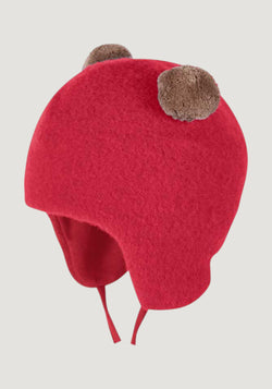 Căciulă fleece din lână merinos - Berry Red