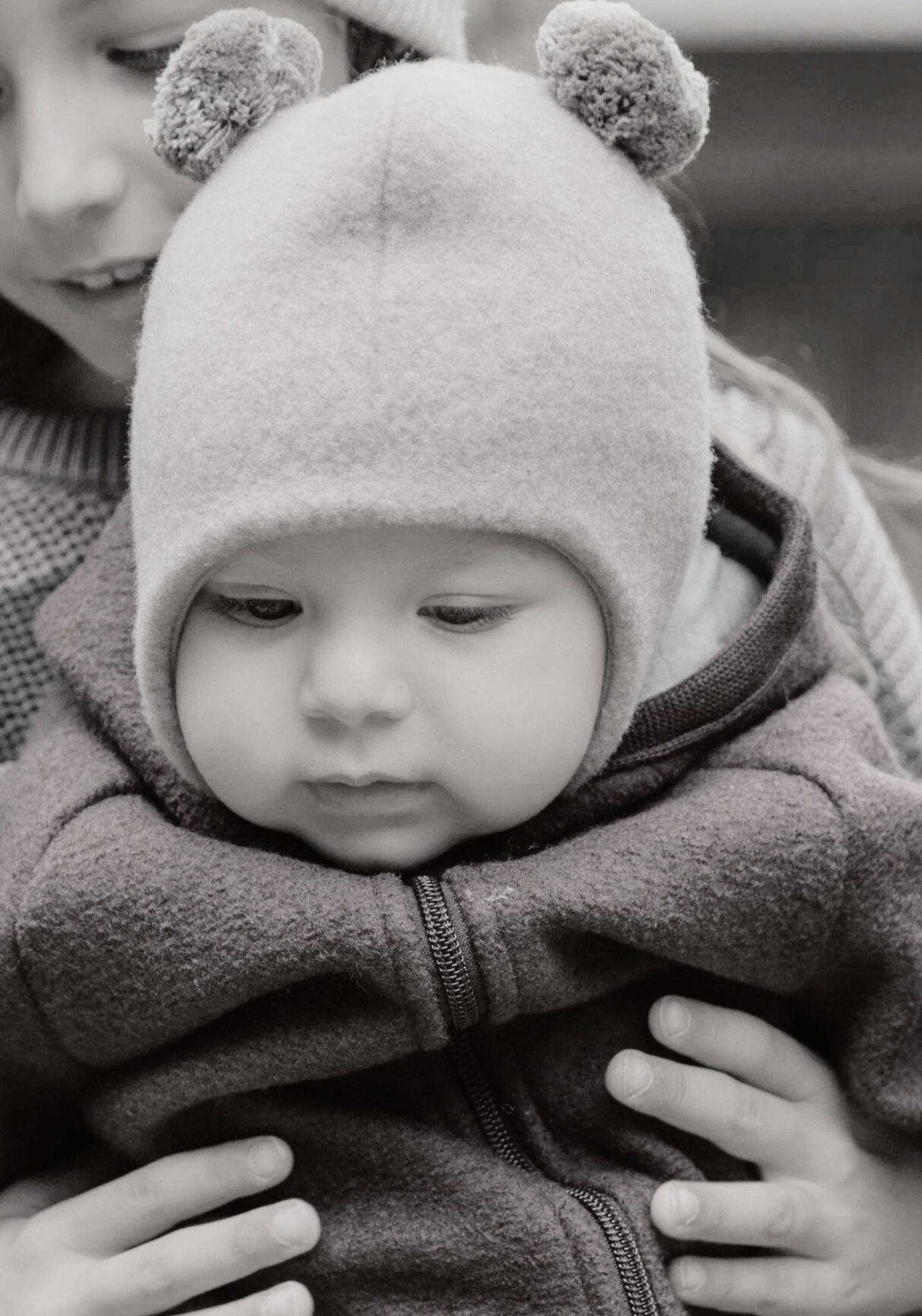 Căciulă fleece din lână merinos - Berry Red