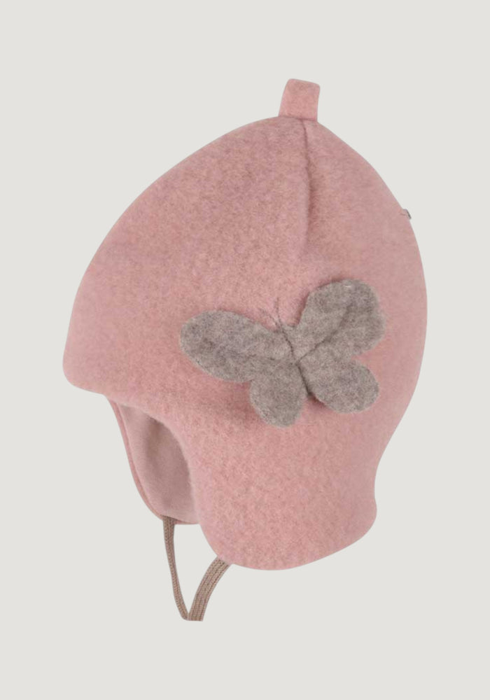Căciulă fleece din lână merinos - Flower Dusty Rose
