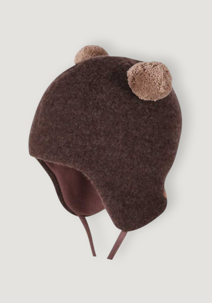 Căciulă fleece din lână merinos - Dark Brown