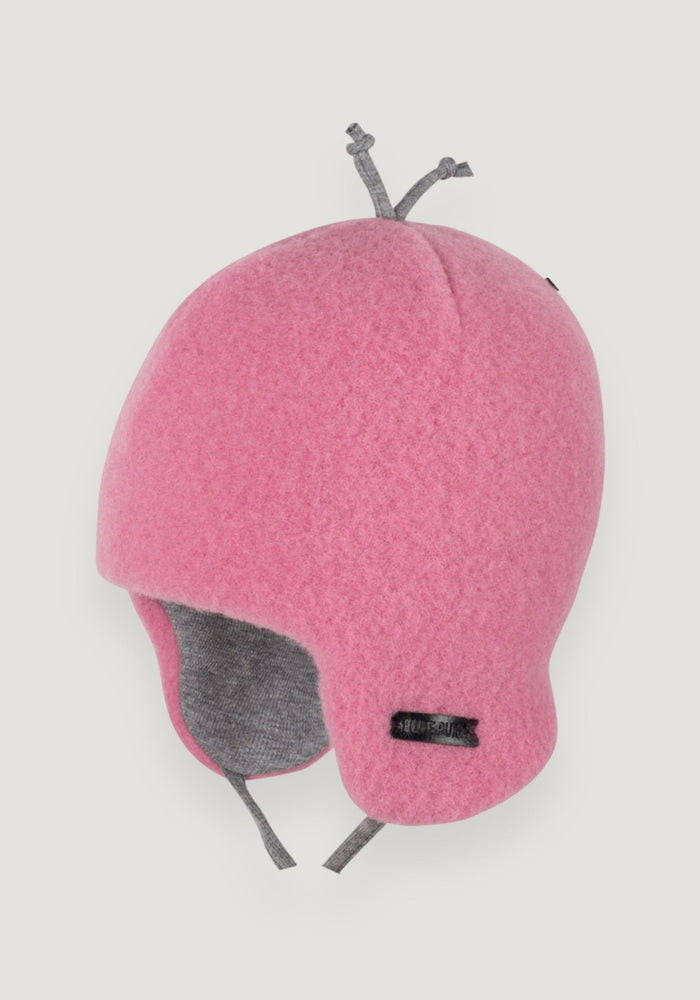 Căciulă fleece din lână merinos - Dusty Pink 39 cm