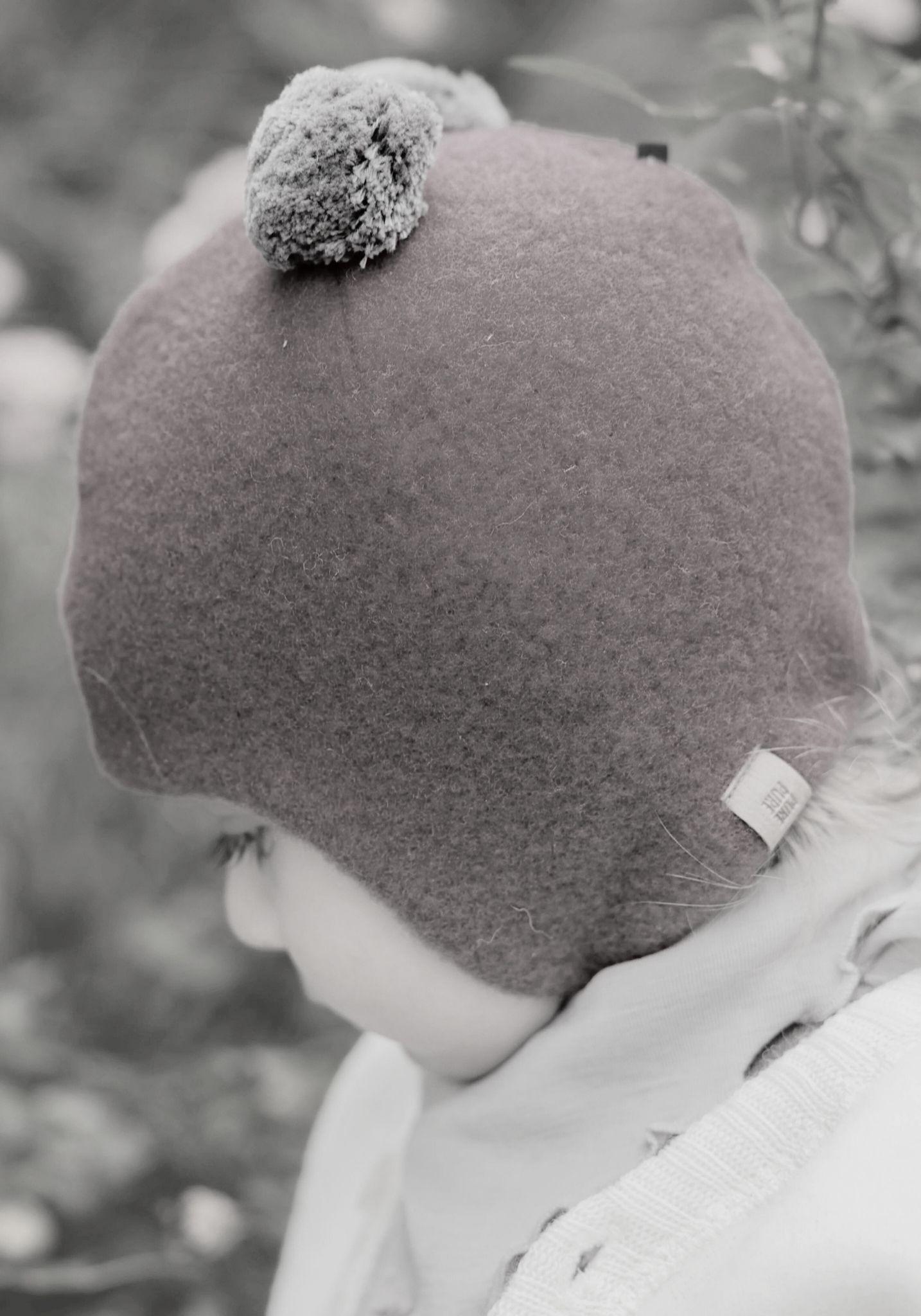 Căciulă fleece din lână merinos - Berry Red