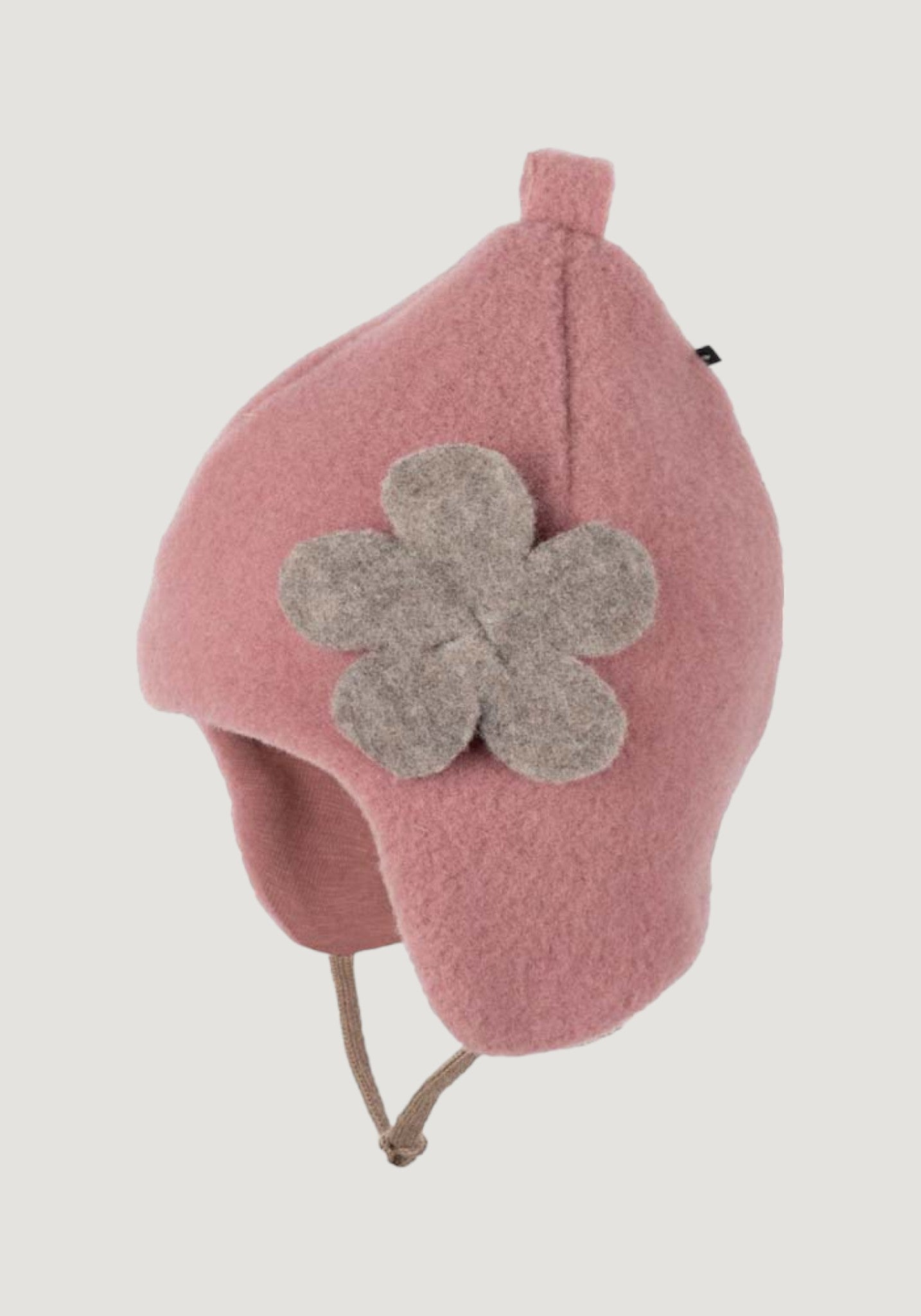 Căciulă fleece din lână merinos - Flower Dusty Rose