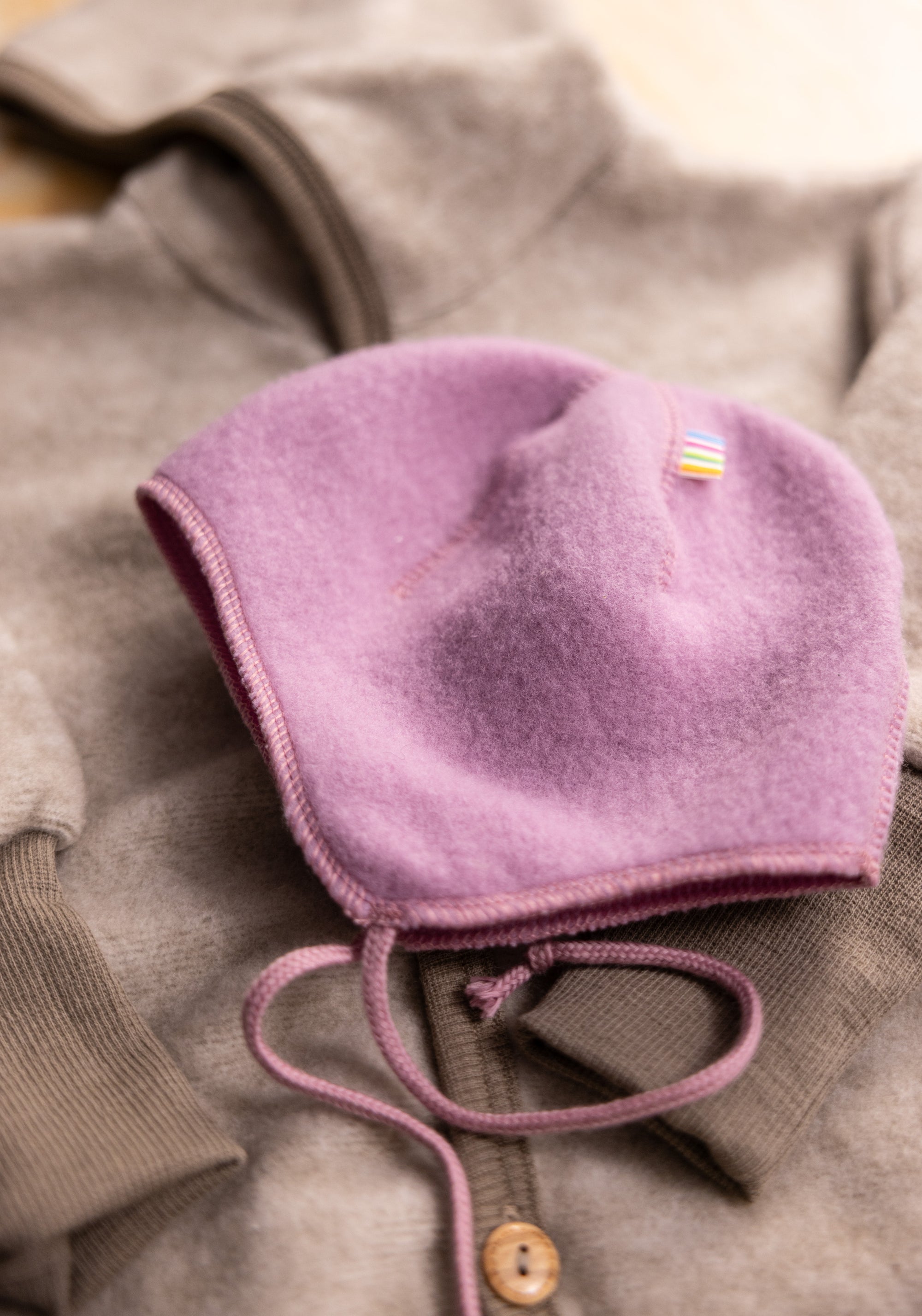 Căciulă fleece din lână merinos - Old Rose