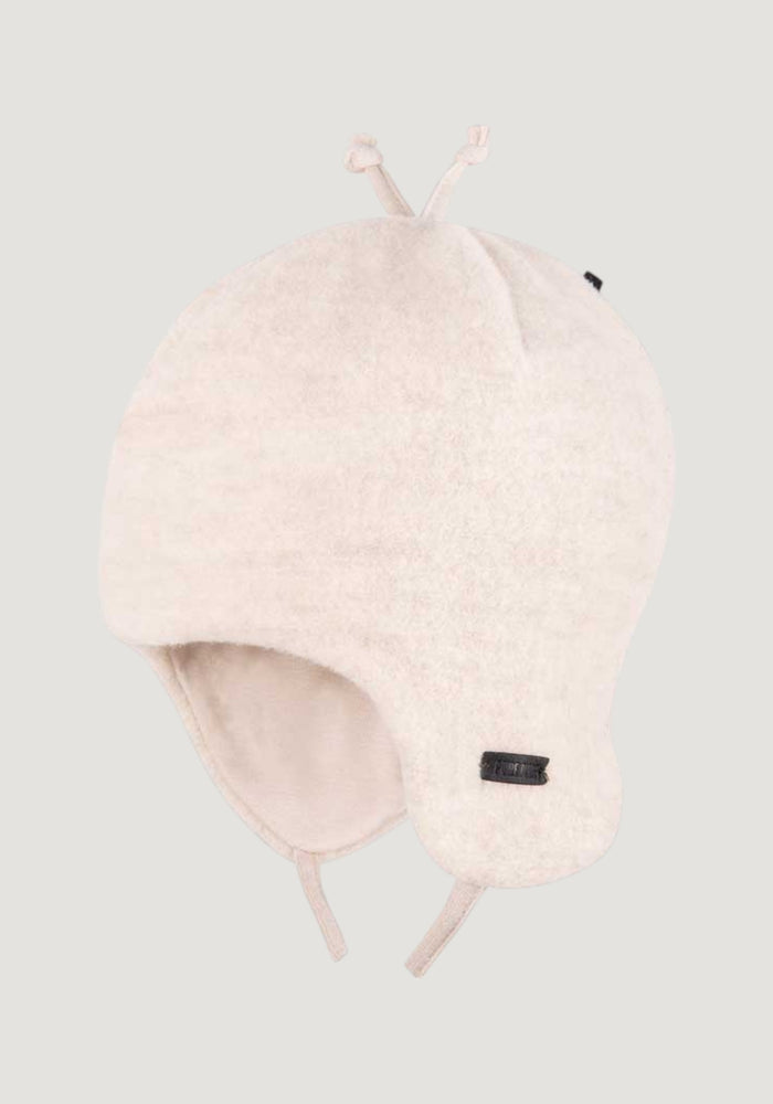 Căciulă fleece din lână merinos și bumbac - White