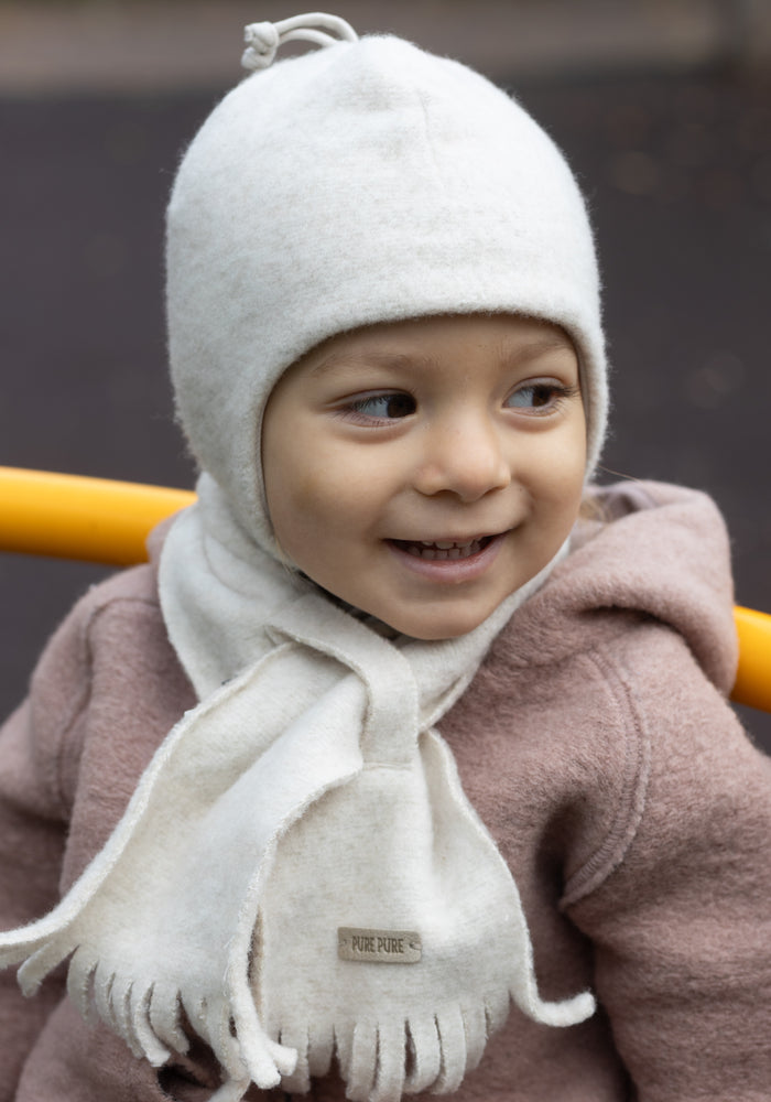 Căciulă fleece din lână merinos și bumbac - White