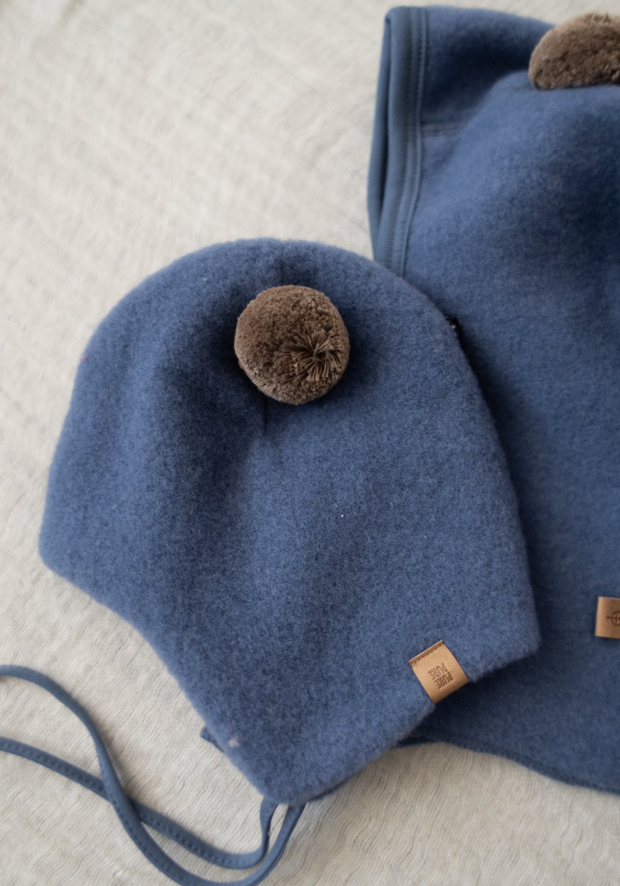 Căciulă fleece din lână merinos - Smoke Blue