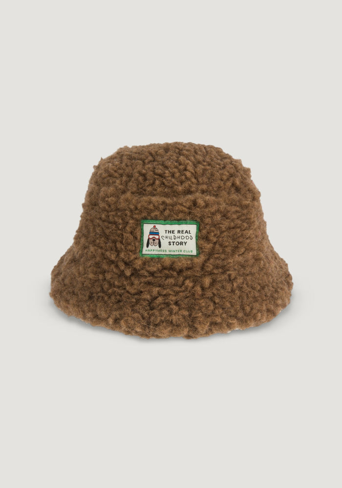 Căciulă fleece din lână merinos - Teddy Brown 54/56 cm