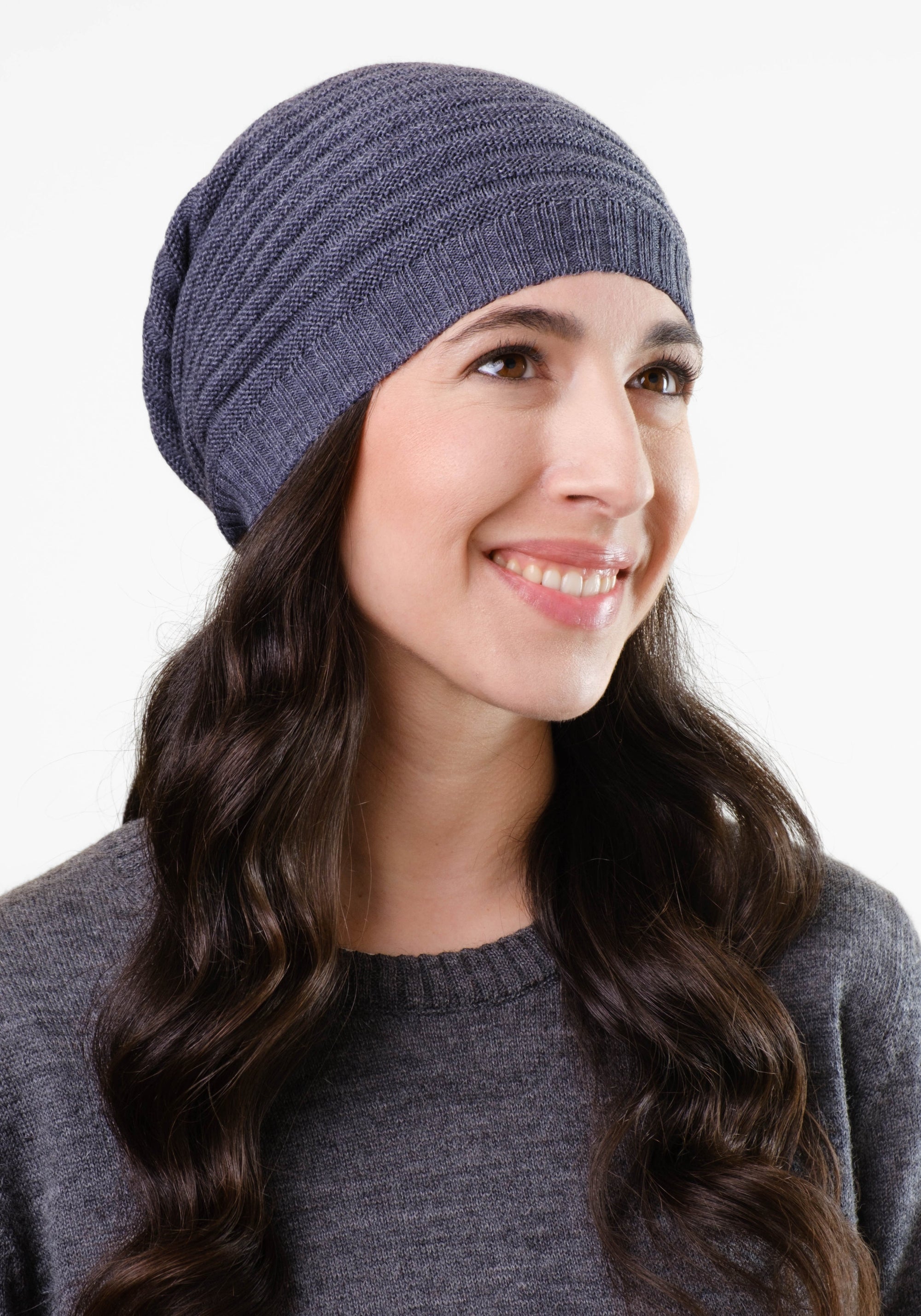 Căciulă long beanie adulți baby alpaca - Anthracite De Colores HipHip.ro