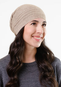 Căciulă long beanie adulți baby alpaca - Beige Melange De Colores HipHip.ro