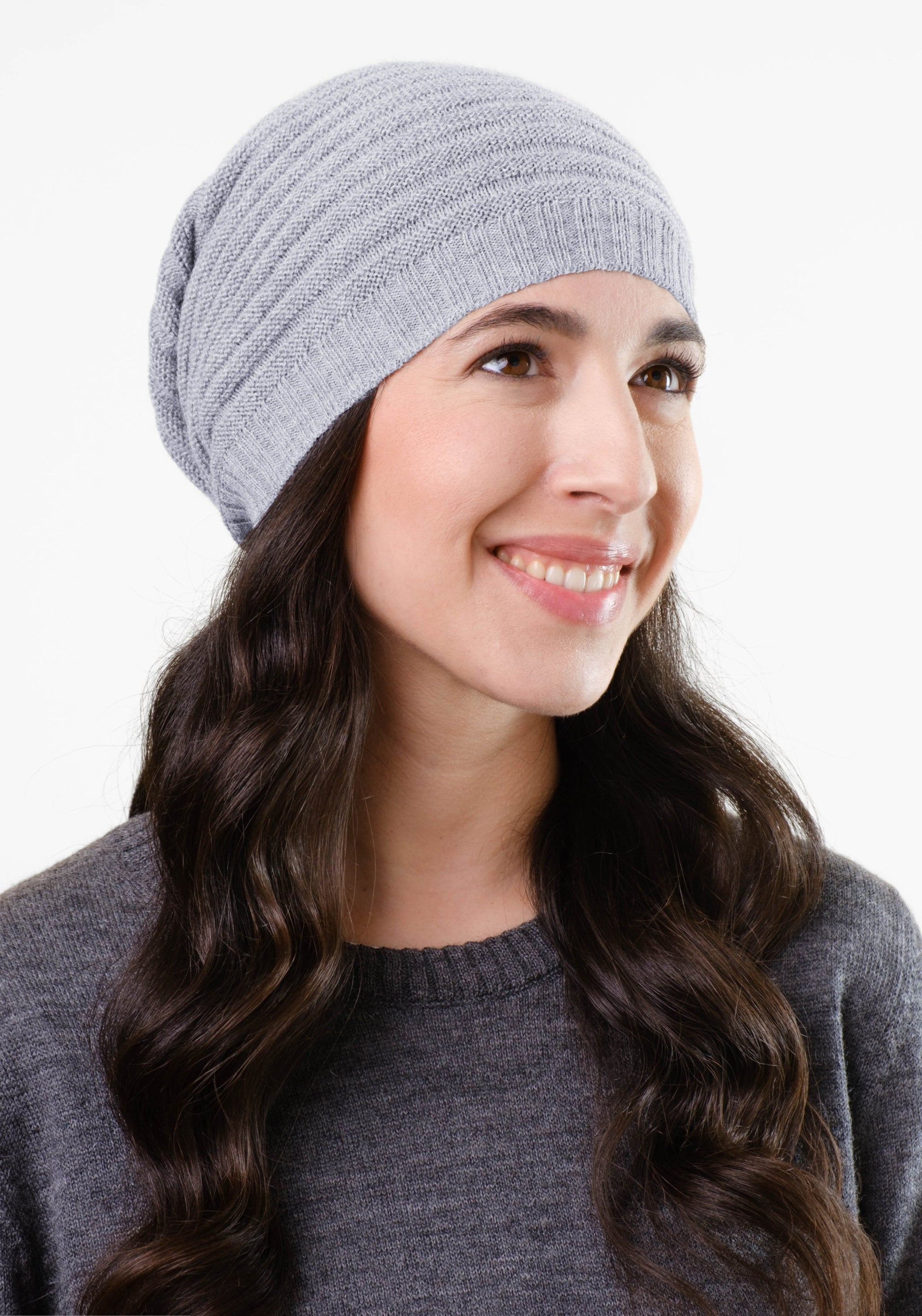 Căciulă long beanie adulți baby alpaca - Grey De Colores HipHip.ro