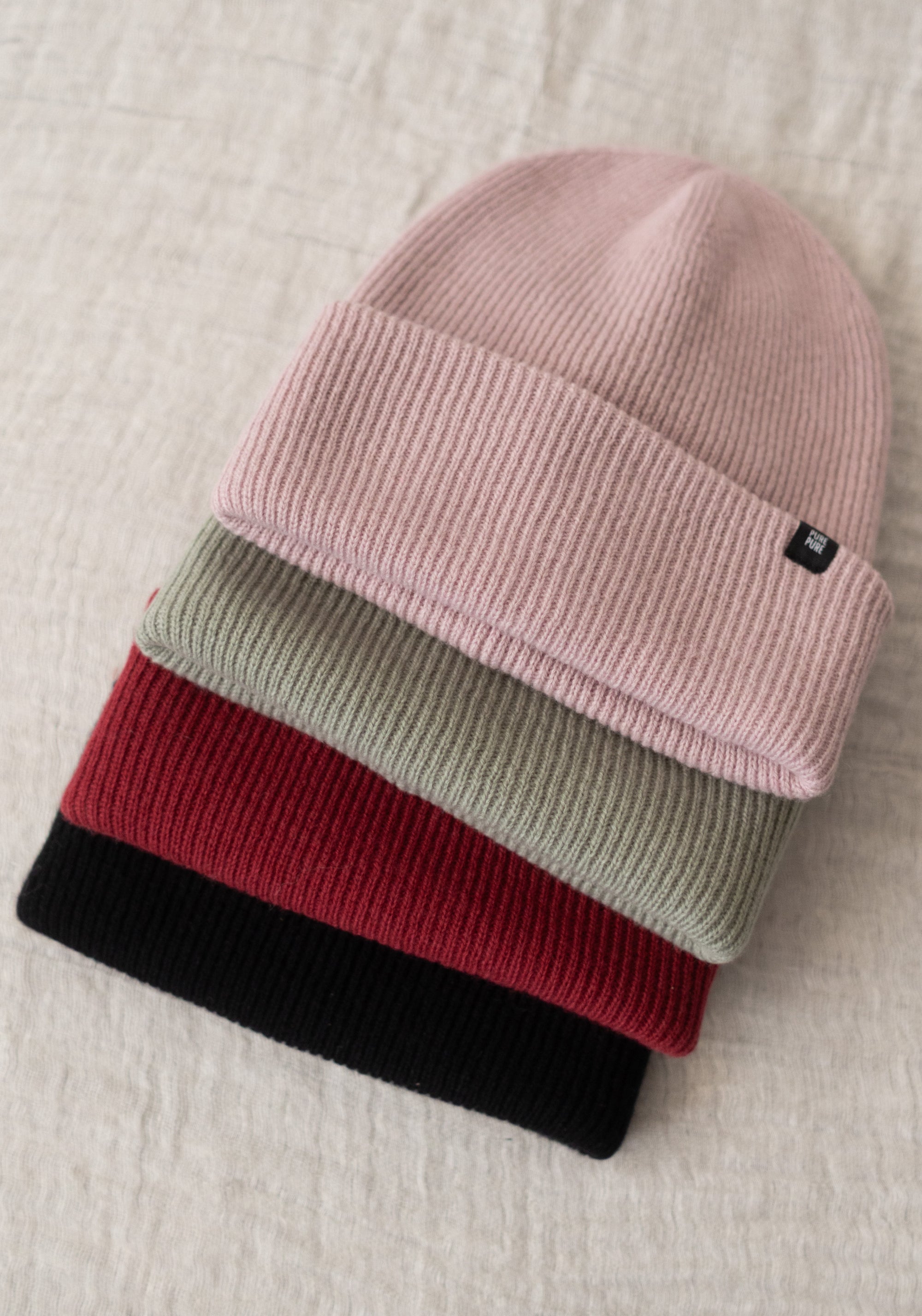 Căciulă Rib adulți din lână merinos și cașmir - Black