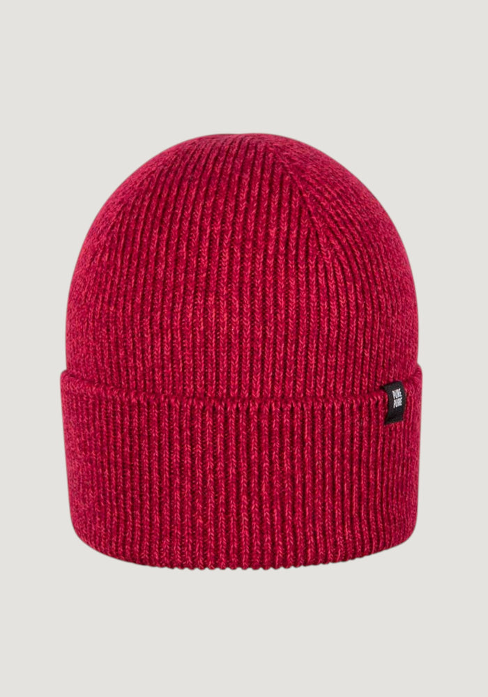 Căciulă Rib din lână merinos, mătase și bumbac - Berry Red