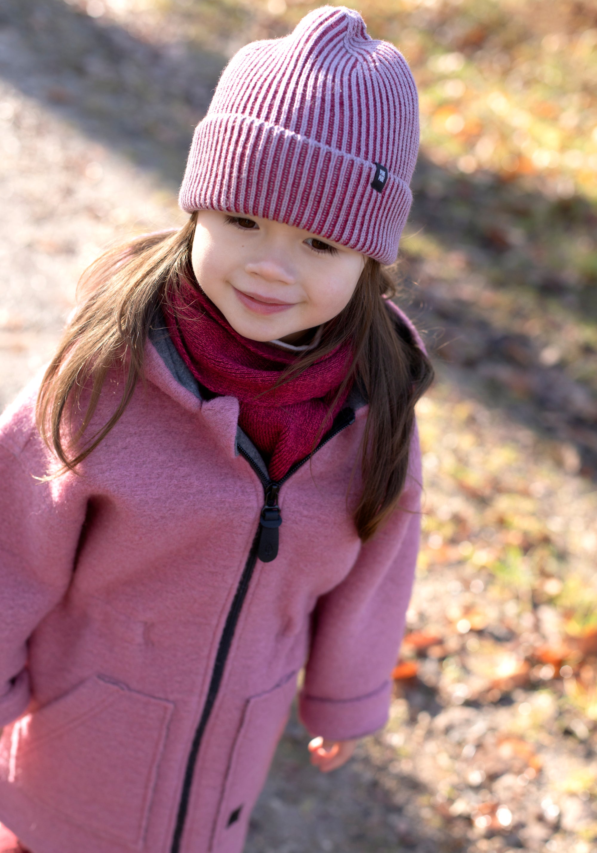 Fular din lână merinos, mătase și bumbac - Berry Red