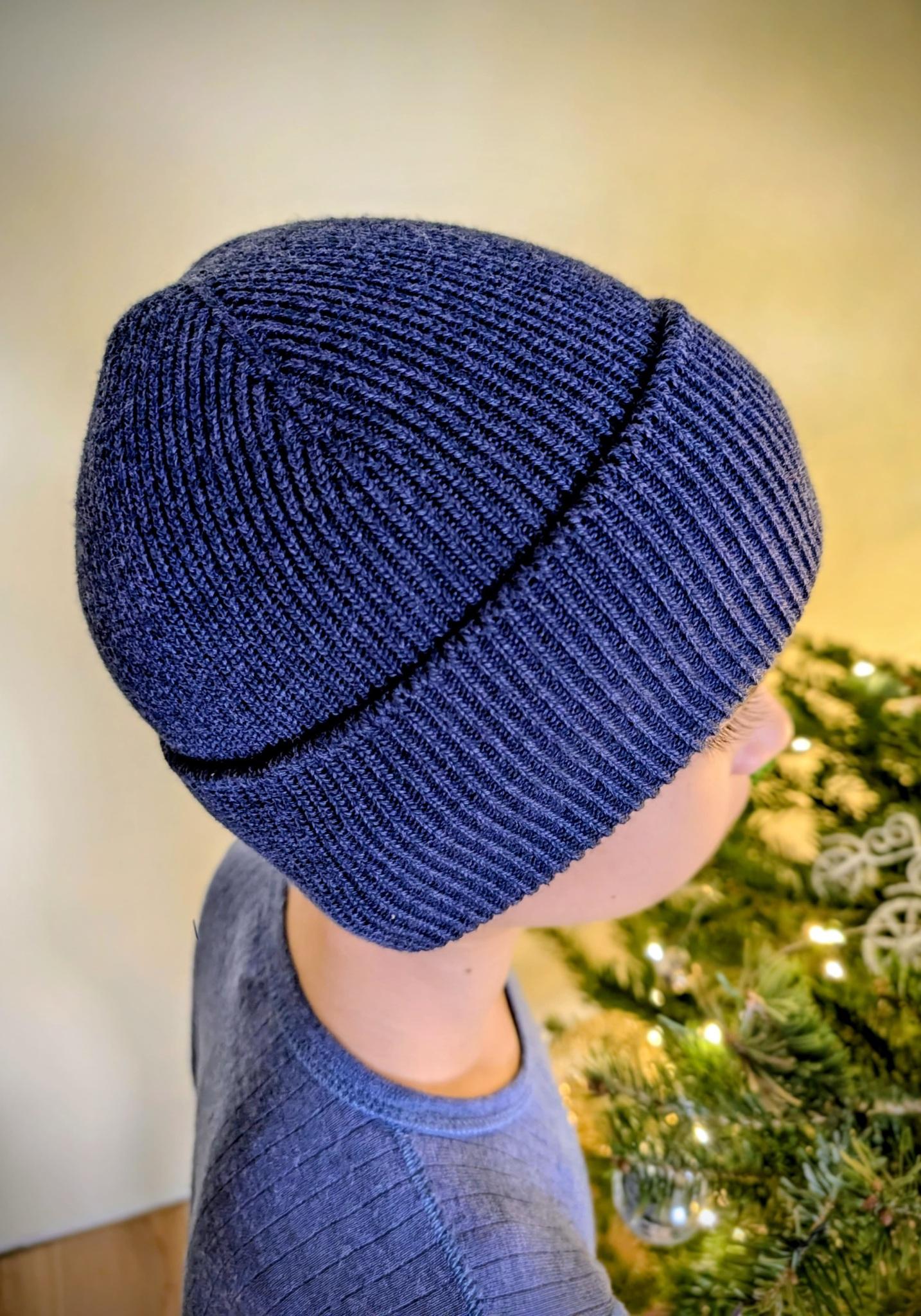 Căciulă Rib din lână merinos, mătase și bumbac - Marine