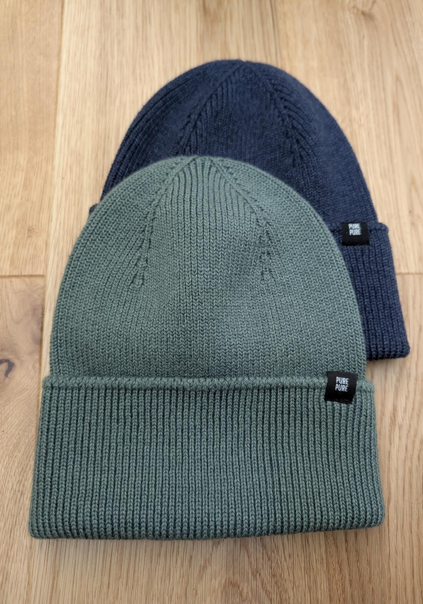 Căciulă Rib din lână merinos, mătase și bumbac - Sage