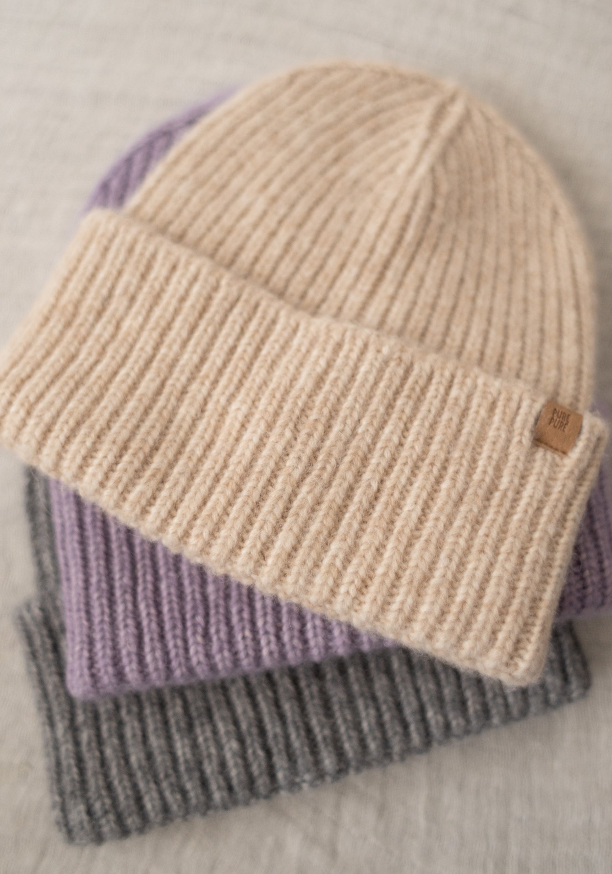 Căciulă Rib femei din baby alpaca, bumbac și lână merinos - Oat