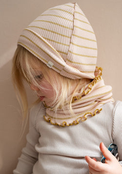 Căciulă seamless dublată din mătase - Bambi Sweet Olive Stripes