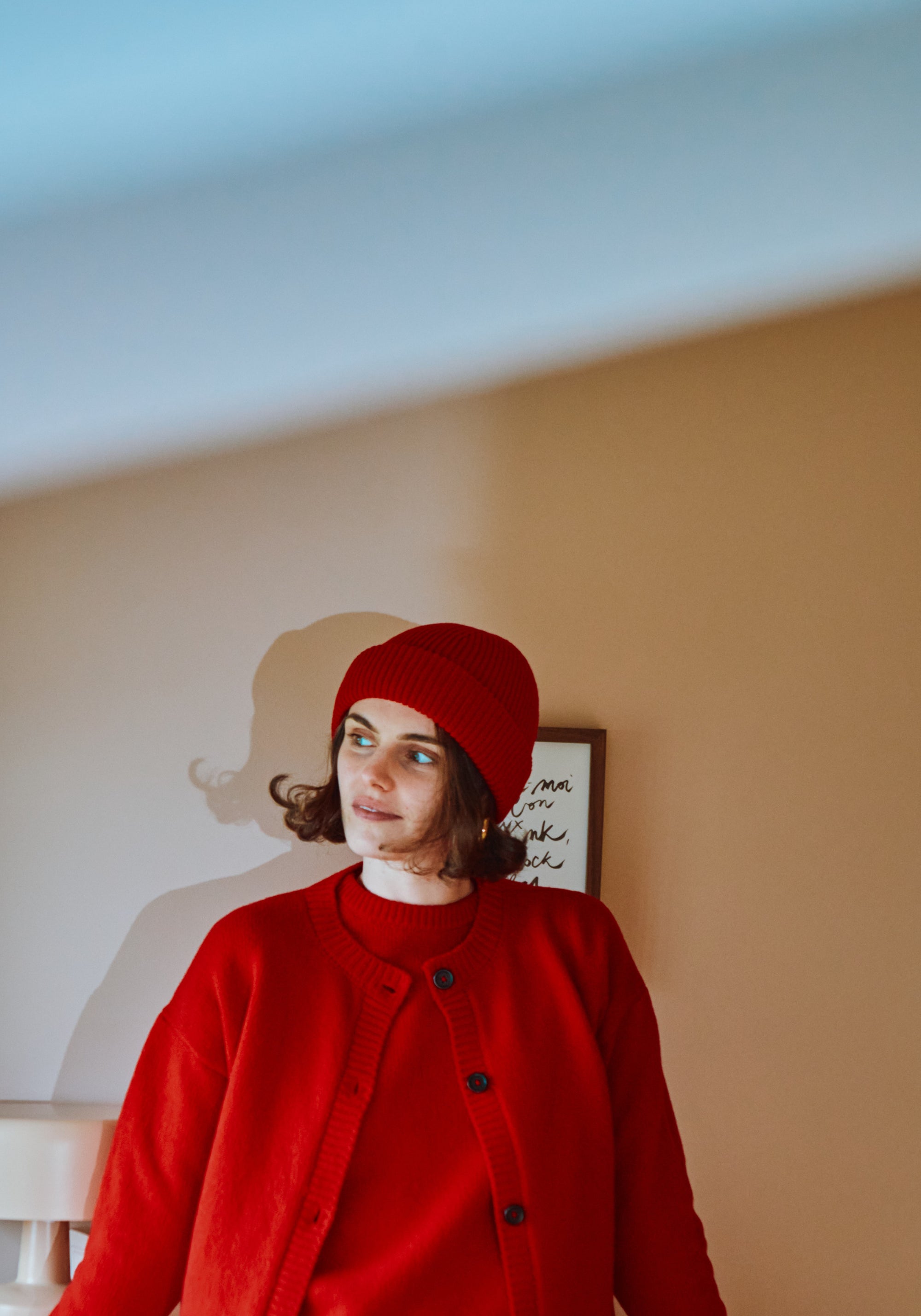 Căciulă tricotată din lână - Beanie Scarlett Red