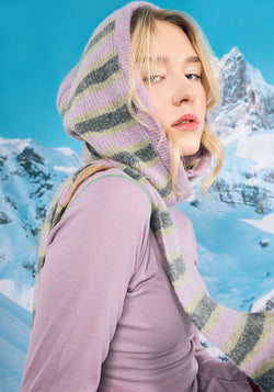 Cagulă cu fular din alpaca - Cozy Stripes