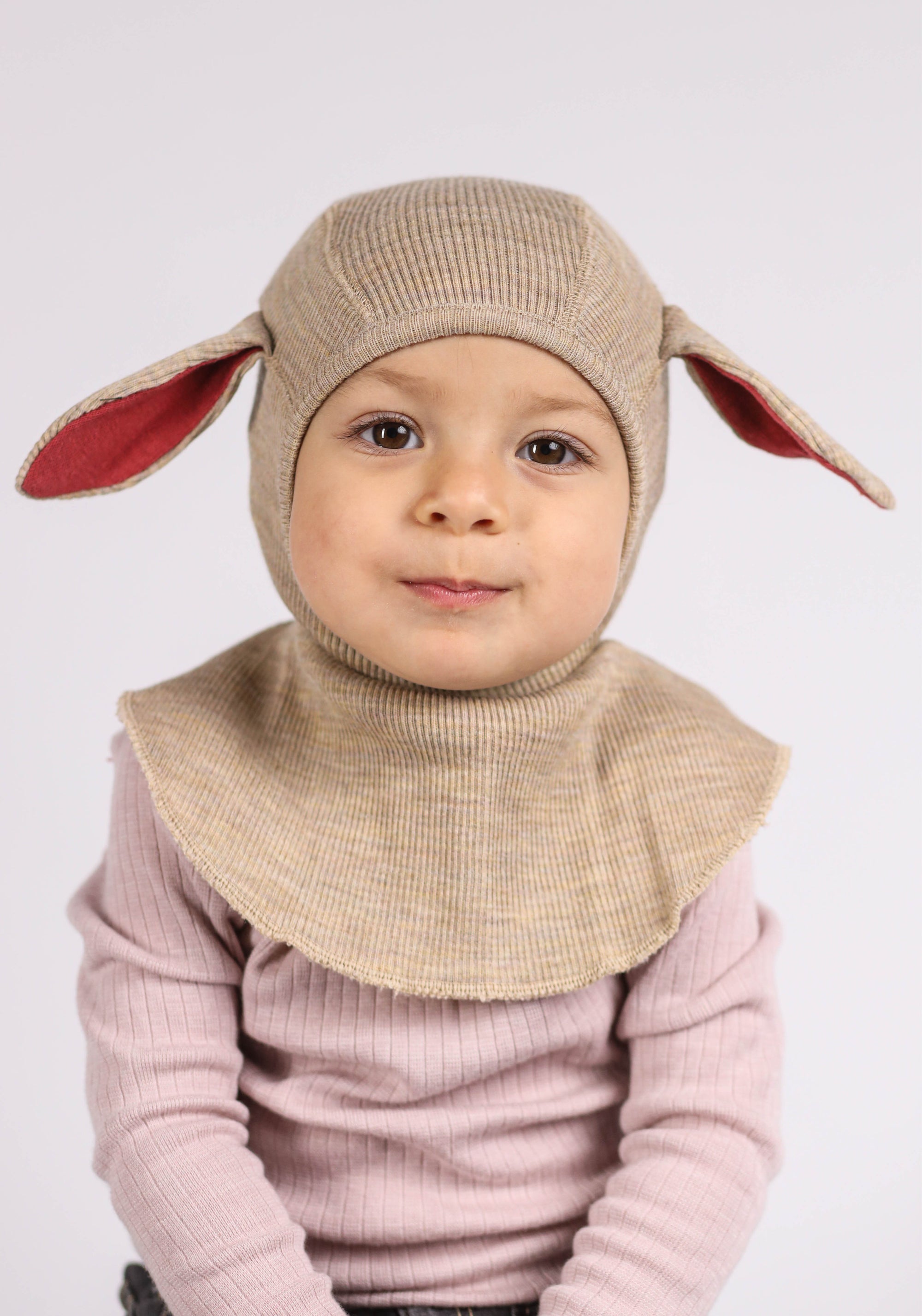 Cagulă din lână merinos - Bunny Driftwood Taupe