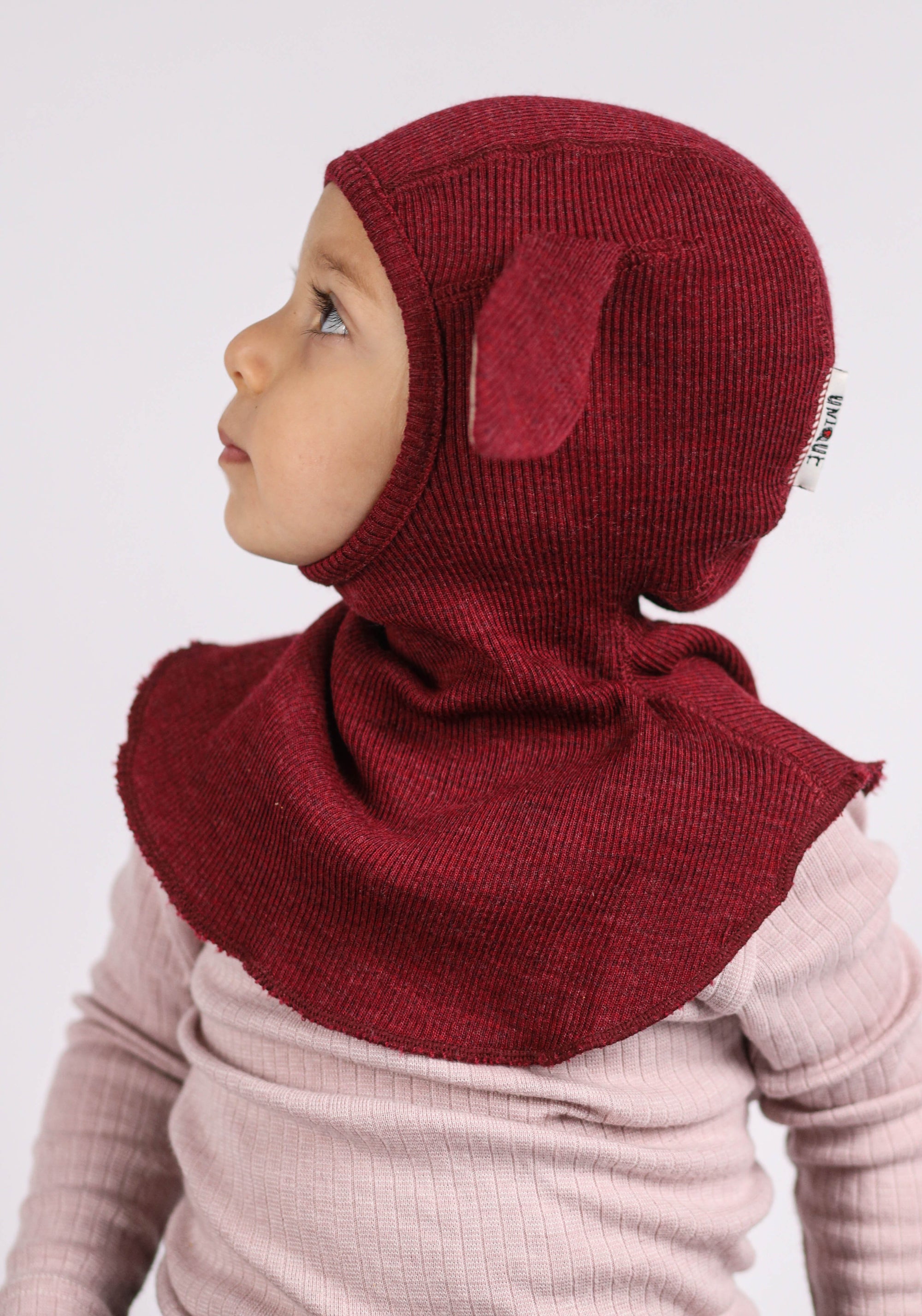 Cagulă din lână merinos - Bunny Wild Pomegranate