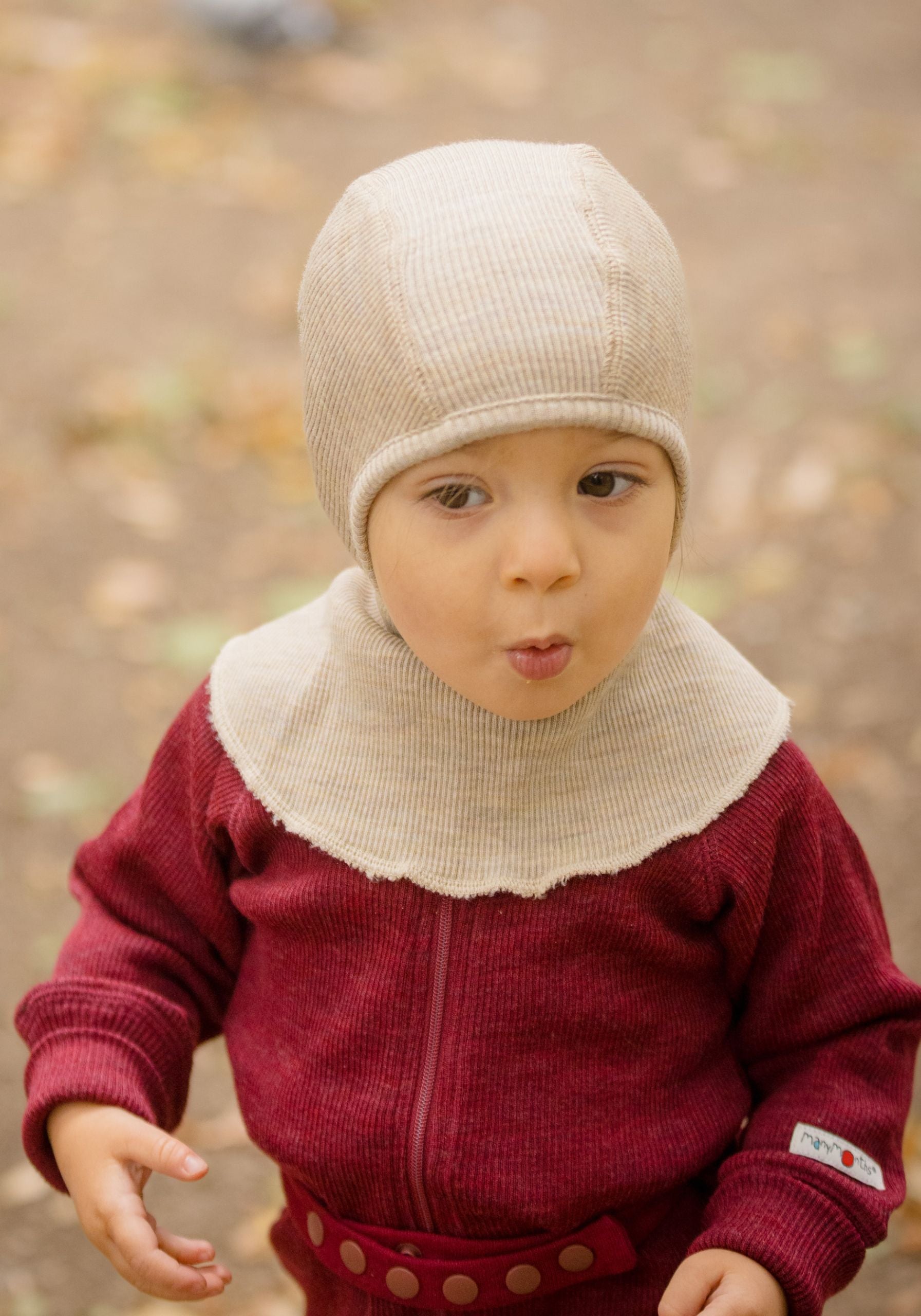 Cagulă din lână merinos - Driftwood Taupe