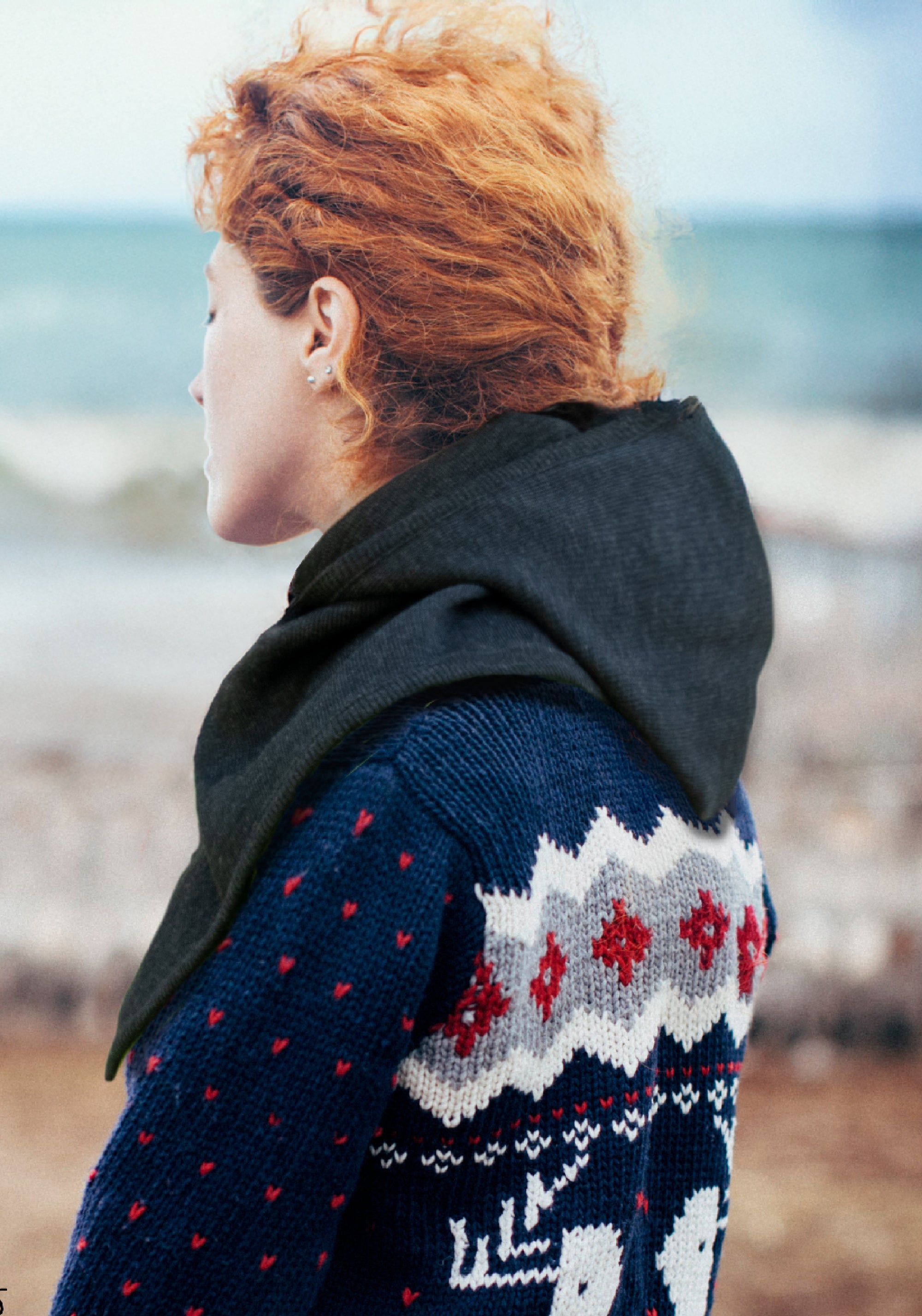 Cagulă din lână merinos - Foggy Black