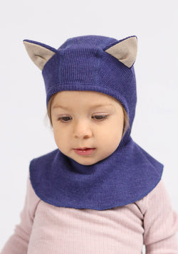 Cagulă din lână merinos - Kitty Twilight Blue