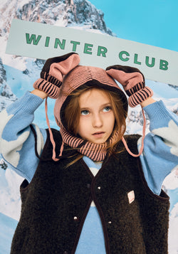 Cagulă din lână merinos - Mauve Stripes