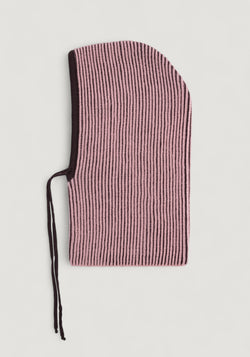 Cagulă din lână merinos - Mauve Stripes