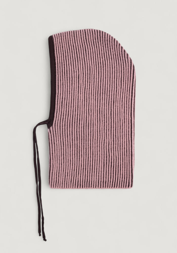 Cagulă din lână merinos - Mauve Stripes