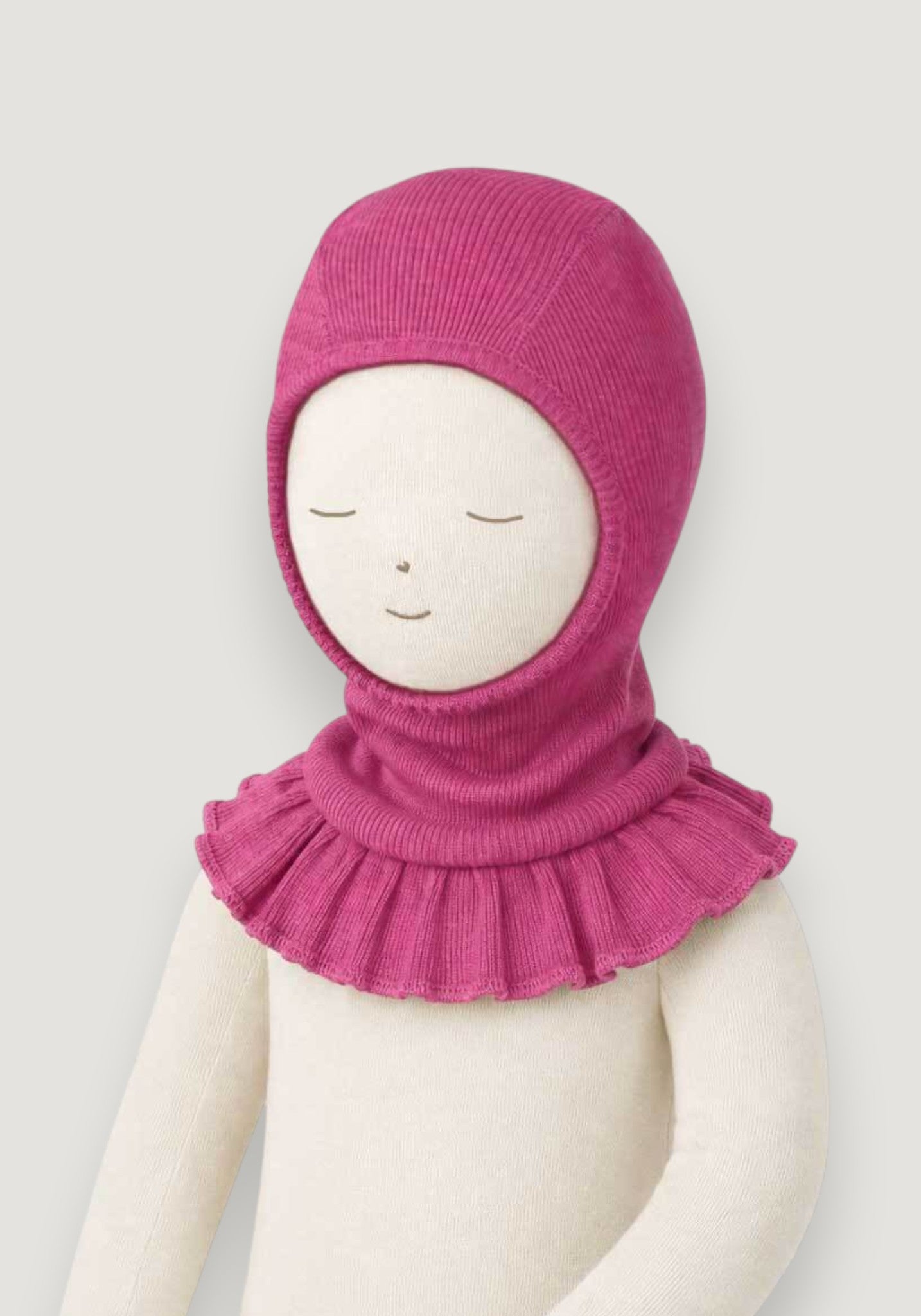 Cagulă din lână merinos - Ruffle Nebula Pink