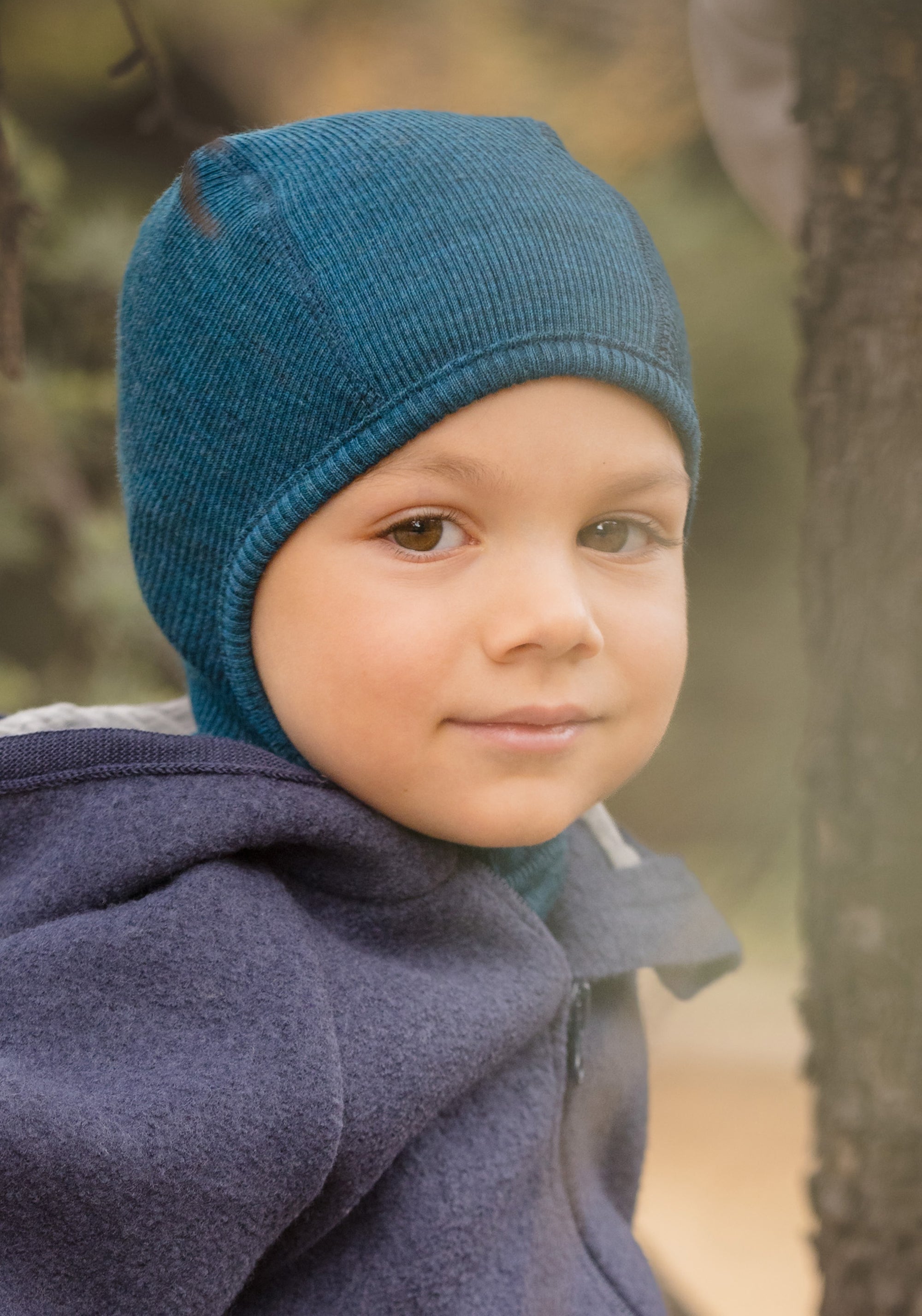 Cagulă din lână merinos - Seabreeze Teal