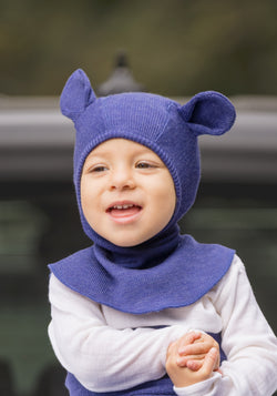 Cagulă din lână merinos - Teddy Bear Twilight Blue