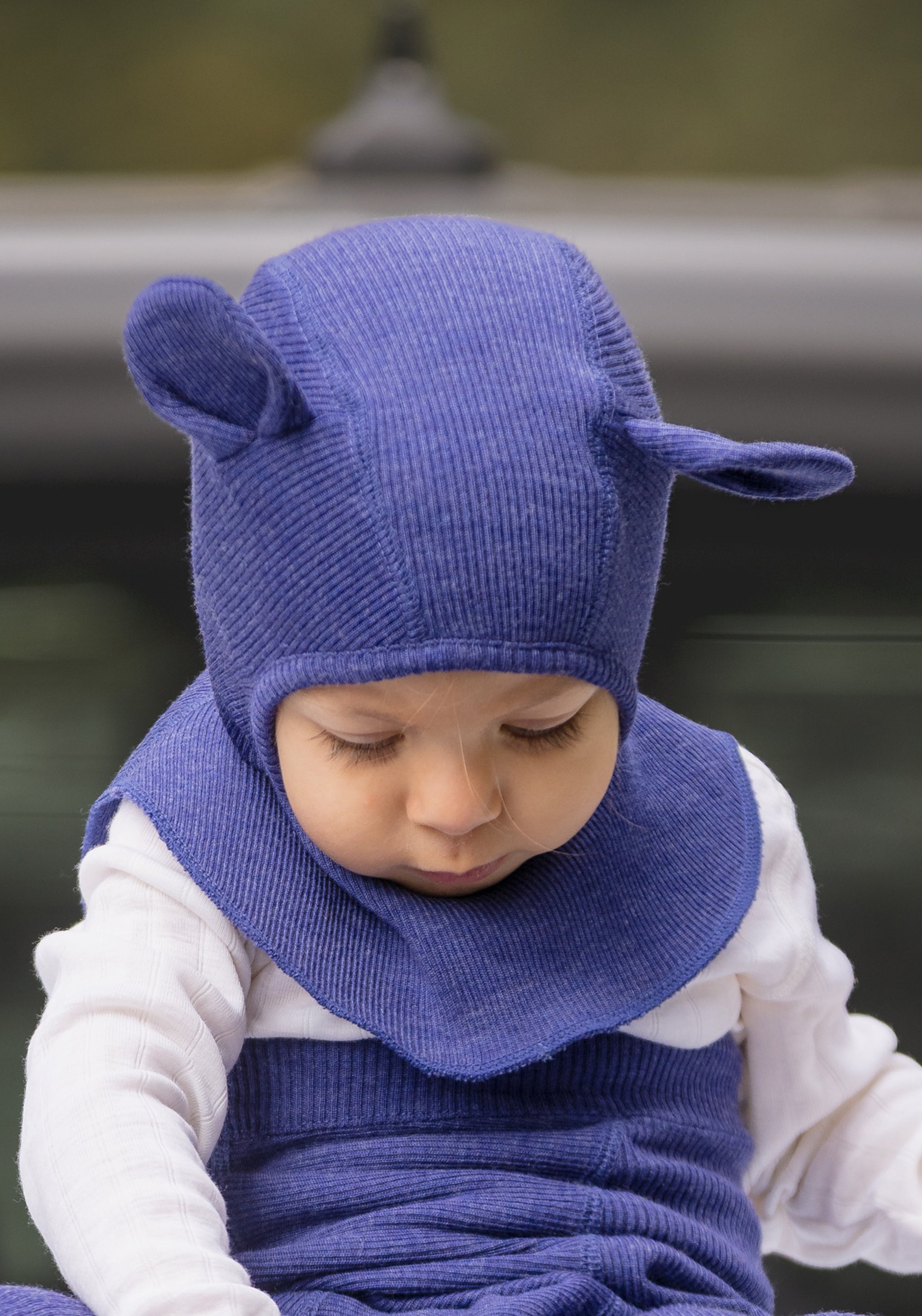 Cagulă din lână merinos - Teddy Bear Twilight Blue