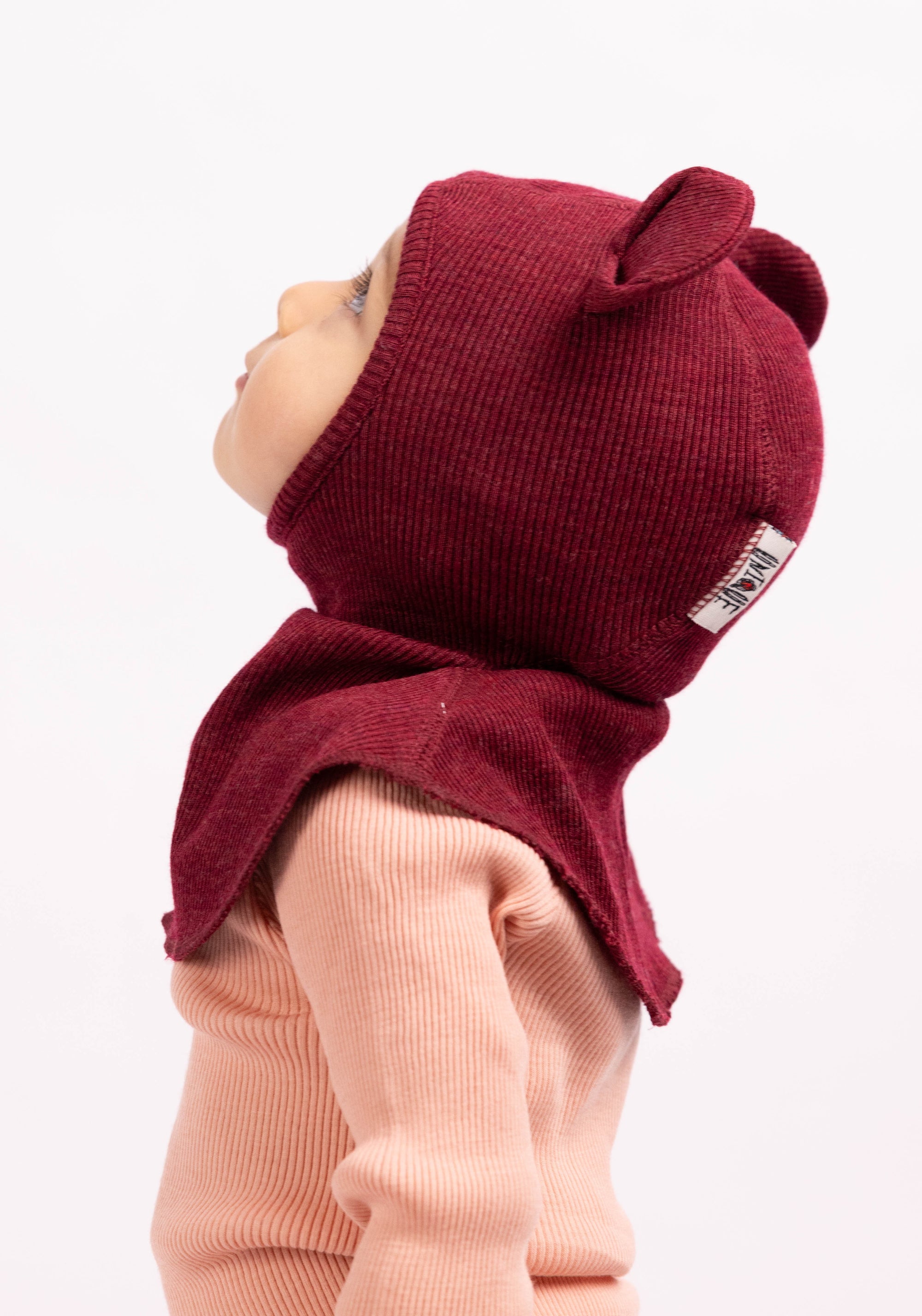 Cagulă din lână merinos - Teddy Bear Wild Pomegranate