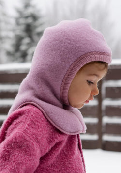 Cagulă dublată fleece din lână merinos - Old Rose