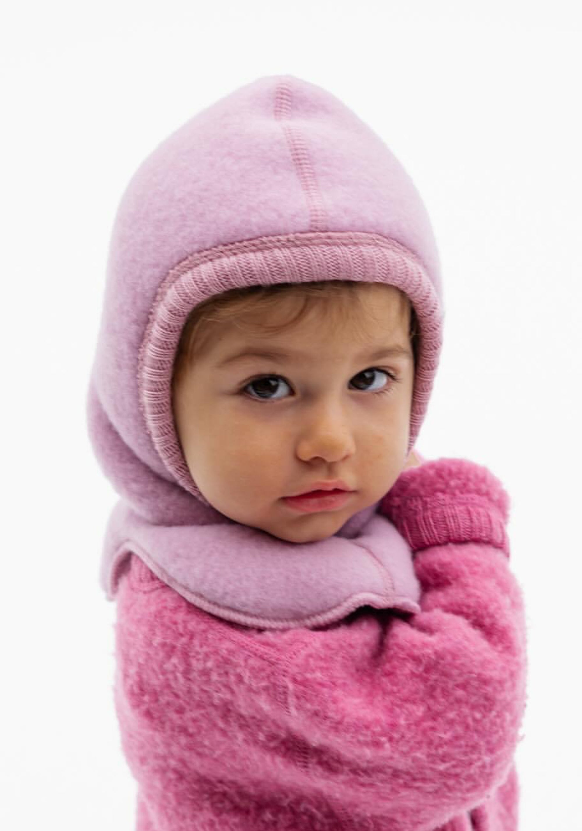 Cagulă dublată fleece din lână merinos - Old Rose