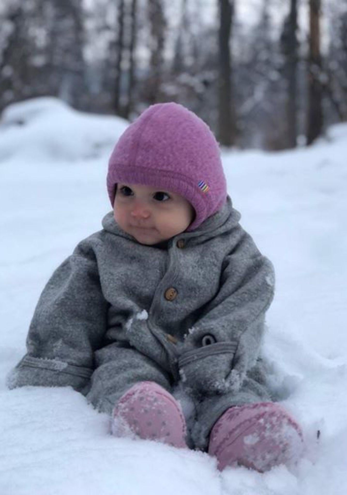 Botoșei fleece din lână merinos - Old Rose